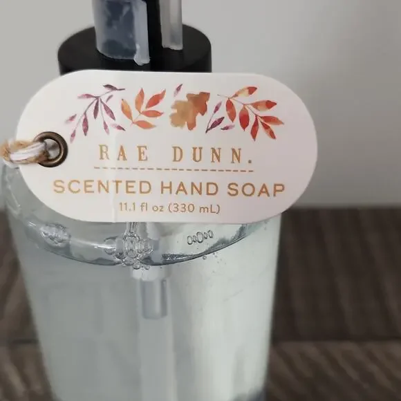 🍁🍂🌰NEW RAE DUNN FALL THANKSGIVING HAPPY HARVEST HAND SOAP GLASS DISPENSER - Picture 3 of 4